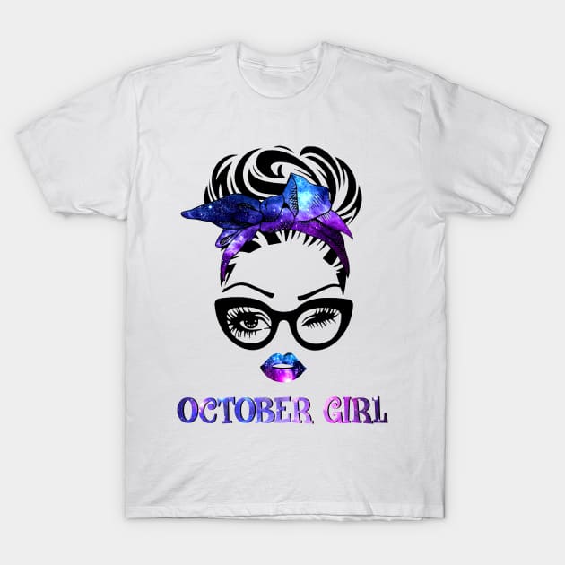 October Girl Galaxy T-Shirt by Vladis